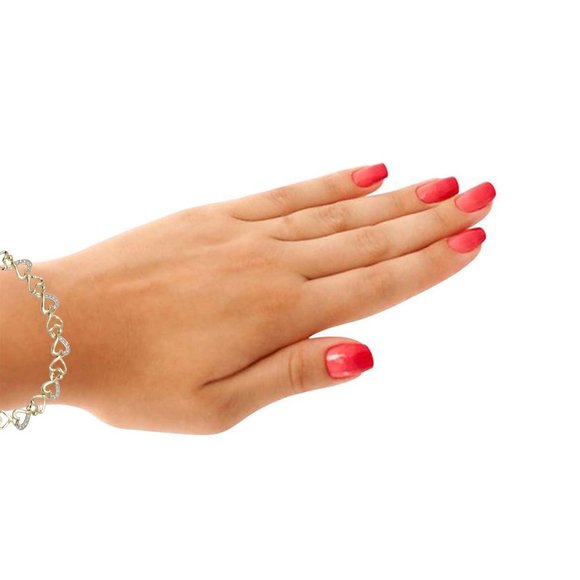 Maulijewels Mother & Child 0.10 Ct Diamond 925 Sterling Silver Linked Bracelet - Picture 7 of 7